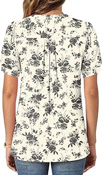 Women's Summer Tops Casual Dressy Blouses with Puff Sleeves